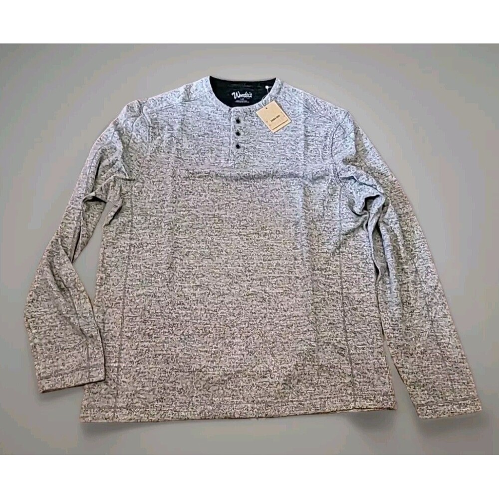 Woody's Retro Lounge Large Mens Shirt  Grey Pull Over Super Soft 3 Buttons